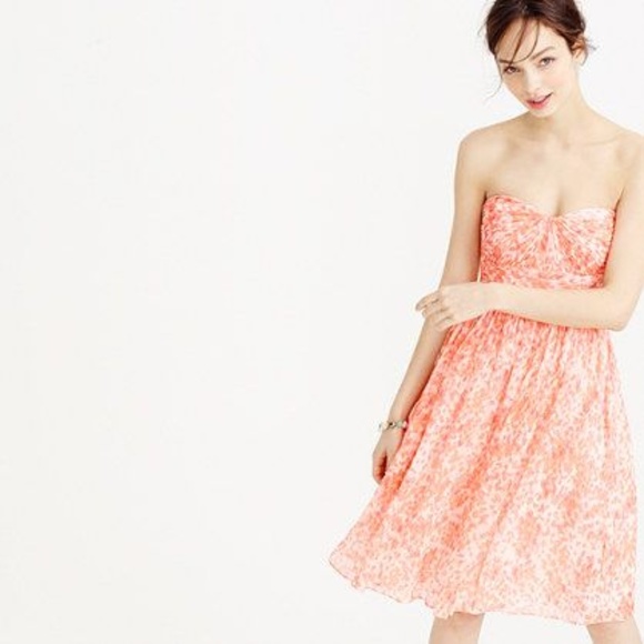 J. Crew Dresses & Skirts - 078 New J.CREW Coral Floral Strapless A-Line Dress